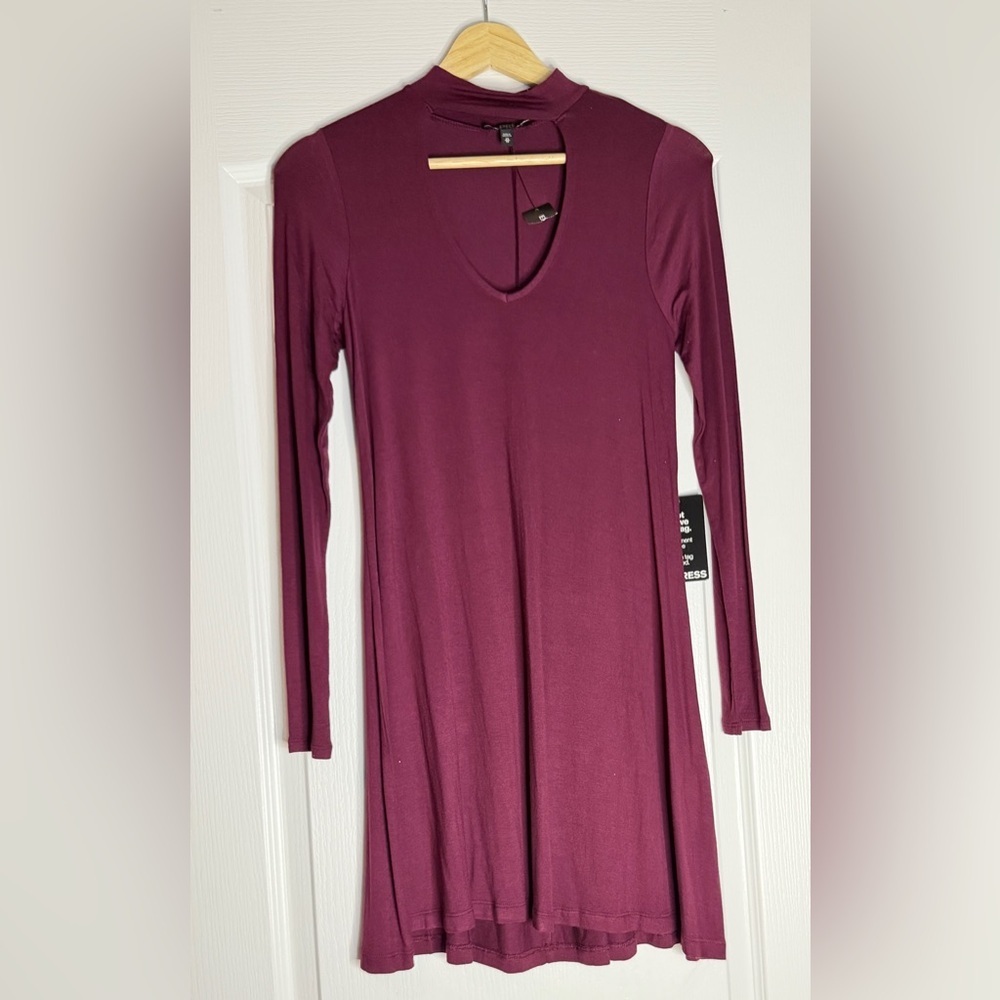 Express Rich Purple Long Sleeve Dress